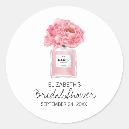 Sticker Rond Pies roses et Fête des mariées de parfum (Devant)