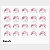 Sticker Rond Pies roses fête d'anniversaire aquarelle (Feuille)