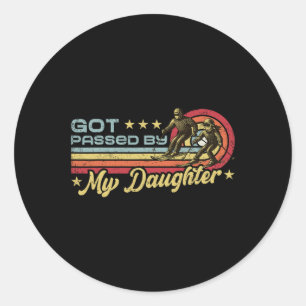Sticker Rond Piétiné par ma fille Citation drôle Ski Retro Vi