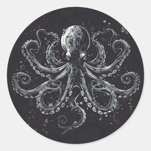 Sticker Rond Pieuvre à Rock Incroyable (Devant)