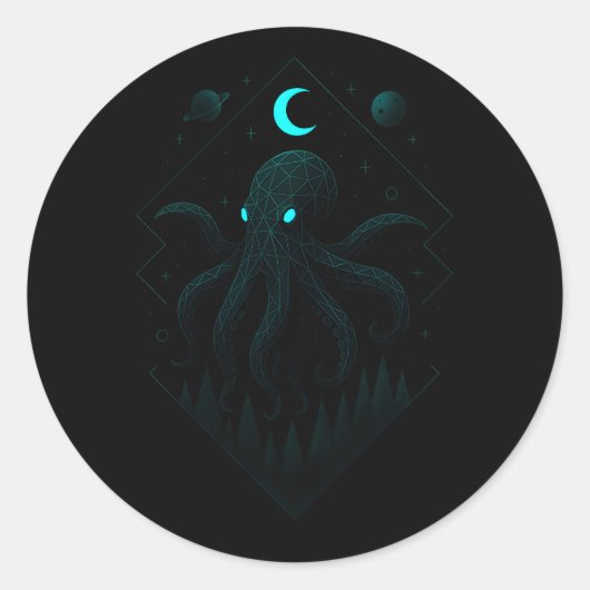 Sticker Rond Pieuvre Astrale - Intelligence Cosmique (Devant)