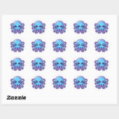 Sticker Rond Pieuvre bleue mignonne (Feuille)