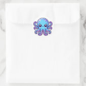 Sticker Rond Pieuvre bleue mignonne (Sac)