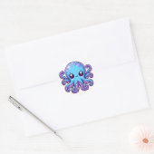 Sticker Rond Pieuvre bleue mignonne (Enveloppe)