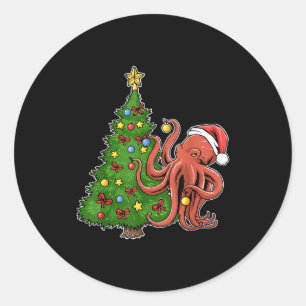 Sticker Rond Pieuvre de Noël