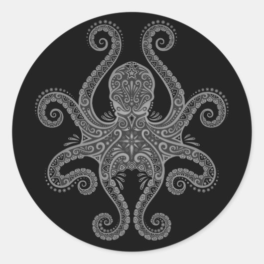 Sticker Rond Pieuvre noire complexe (Devant)