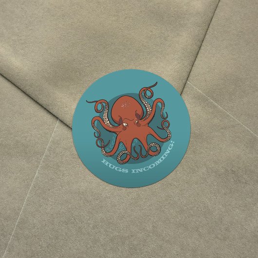 Sticker Rond Pieuvre Rouge Fierce Avec Dessin Tentacles De Curl