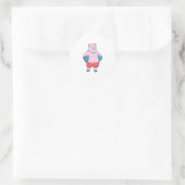 Sticker Rond Pig at Boxing with Boxing gloves (Sac)