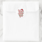 Sticker Rond Pig Christmas Winter Animals (Sac)