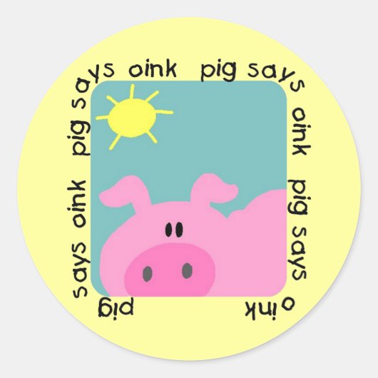Sticker Rond Pig dit T-shirts et cadeaux roses (Devant)
