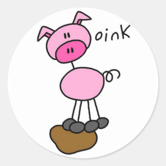 Sticker Rond Pig dit T-shirts et cadeaux roses