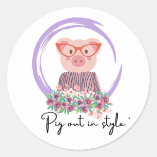 STICKER ROND PIG OUVERT DANS STYLE PIG DEVIS