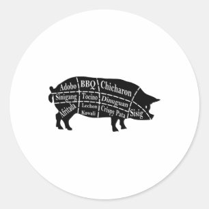 Sticker Rond Pig Parts Filipino Food Bbq Pinoy Adobo Funny Porc