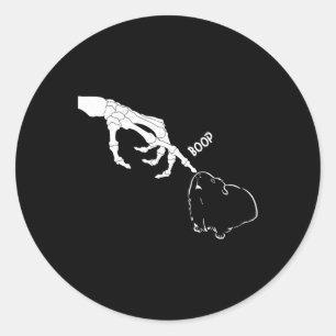 Sticker Rond Pig Scary Skeleton Main Boop Funny Éffrayant Hallo