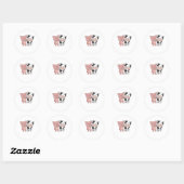 Sticker Rond Pig Vache Piggy Cute Animaux de ferme (Feuille)