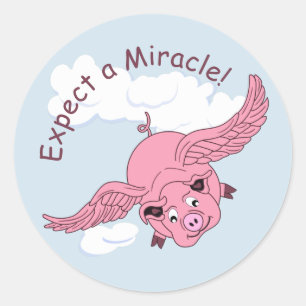 Sticker Rond Pig volant