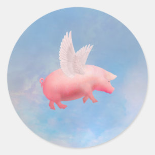 Sticker Rond Pig volant