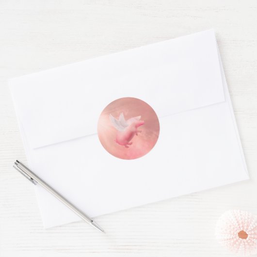 Sticker Rond Pig volant (Enveloppe)