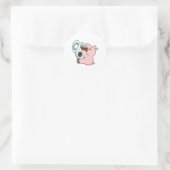 Sticker Rond Pig with Cup of Coffee (Sac)