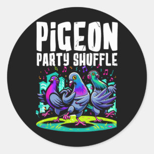 Sticker Rond Pigeon Party Shuffing Dance Déplace Drôle Oiseau D