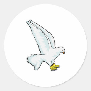 Sticker Rond Pigeon Patinage sur glace Patins sur glace