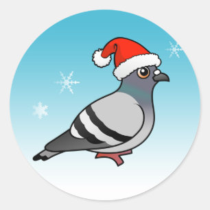 Sticker Rond Pigeon Père Noël