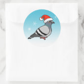 Sticker Rond Pigeon Père Noël (Sac)