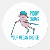 Sticker Rond Piggy Enjoys Your Vegan Choice - (Devant)