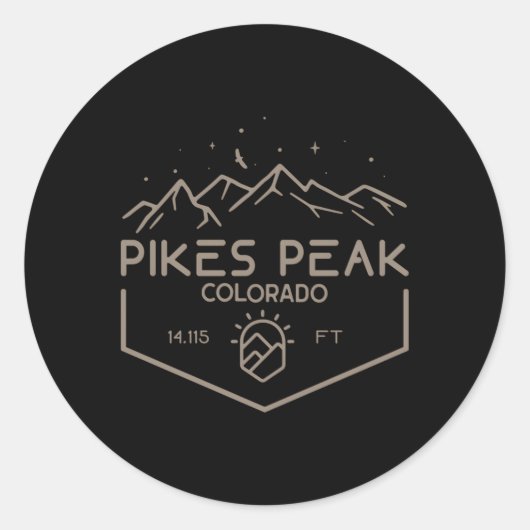 Sticker Rond Pikes Peak 4115 Pieds Colorado (Devant)