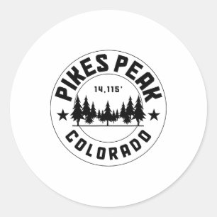 Sticker Rond Pikes Peak Colorado Co. Uni-adultes Gris Coton 50%