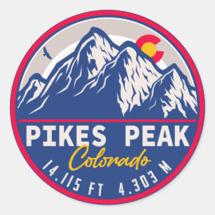 Sticker Rond Pikes Peak Colorado Mountain Camping Souvenirs