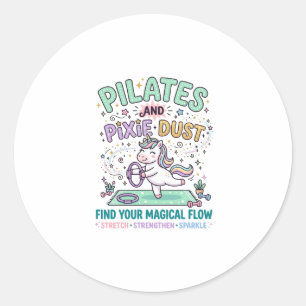 Sticker Rond Pilates de licorne et poussière de pixie typograph