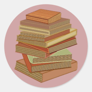 Sticker Rond Pile De Livres - Pastel