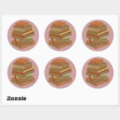 Sticker Rond Pile De Livres - Pastel (Feuille)