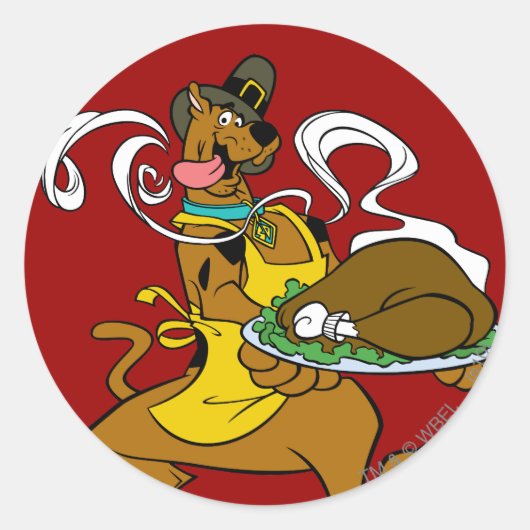 Sticker Rond Pilgrim Scooby-Doo With Turkey (Devant)