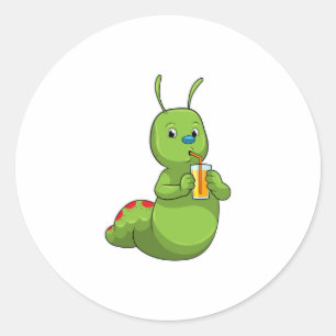 Sticker Rond Pilier avec verre de jus d'orange