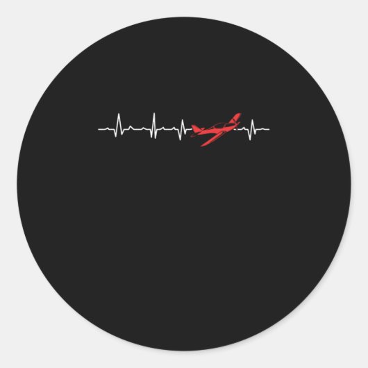 Sticker Rond Pilot Heartbeat Aviator Flight Engineers Airplane (Devant)