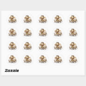 Sticker Rond Pilote d'avion Goldendoodle (Feuille)