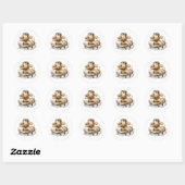 Sticker Rond Pilote d'avion Goldendoodle (Feuille)