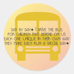 Sticker Rond Pilote de bus Jour par jour Bus jaune