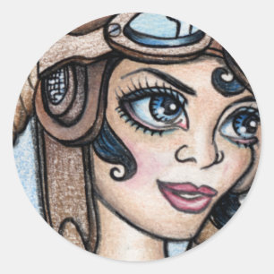 Sticker Rond Pilote de l'aviation Steamface