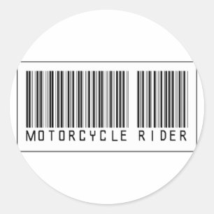 Sticker Rond Pilote de moto à code barre