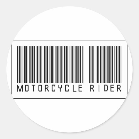 Sticker Rond Pilote de moto à code barre (Devant)