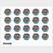 Sticker Rond Pilote de sorcière adorable (Feuille)