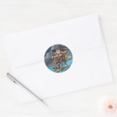 Sticker Rond Pilote de sorcière adorable (Enveloppe)