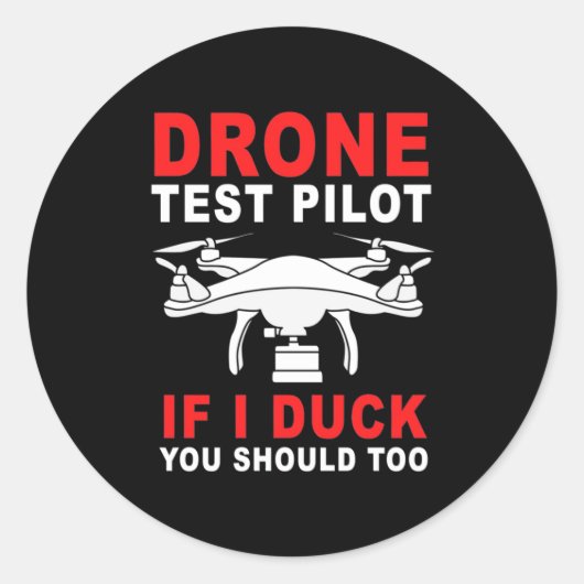 Sticker Rond Pilote d'essai de drone (Devant)