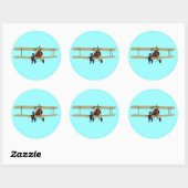 Sticker Rond Pilote et biplane (Feuille)