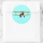 Sticker Rond Pilote et biplane (Sac)
