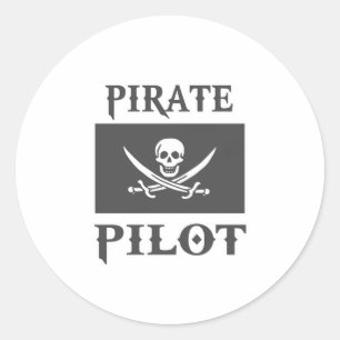 Sticker Rond Pilote pirate