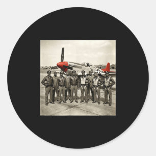 Sticker Rond Pilotes noirs rétro histoire des Noirs seconde gue